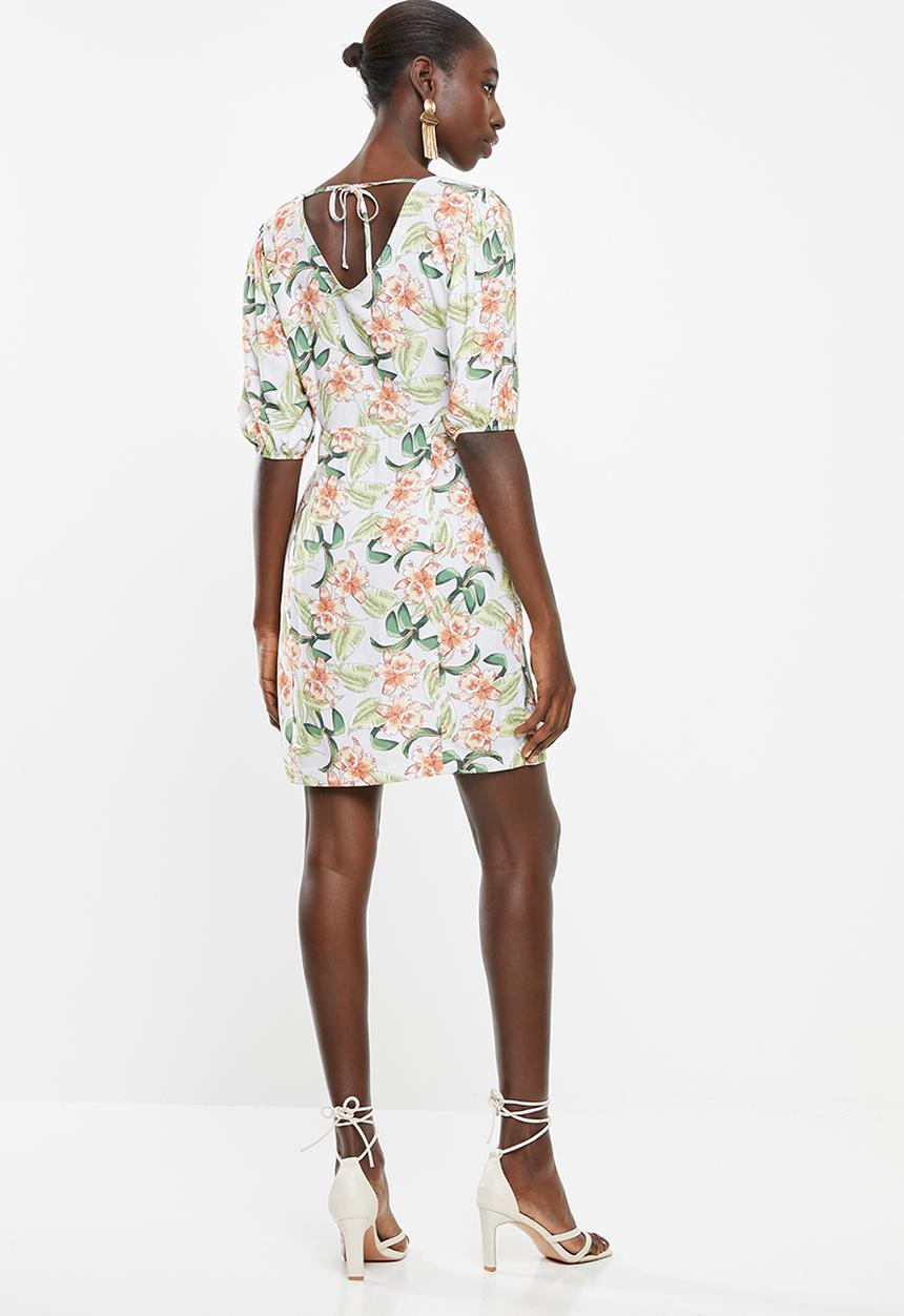 Superbalist - Puff sleeve button through dress - multi
