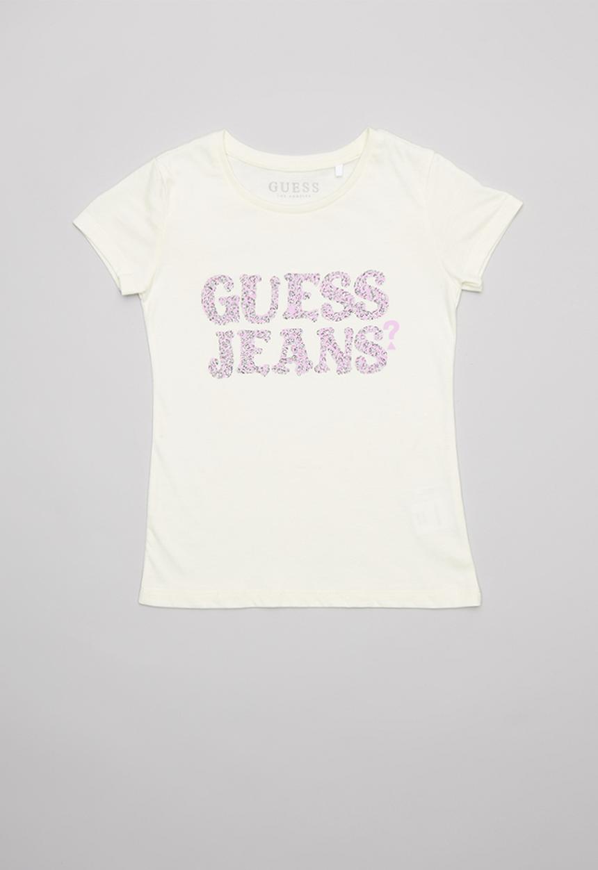 GUESS - Girls leopard Guess tee - cream