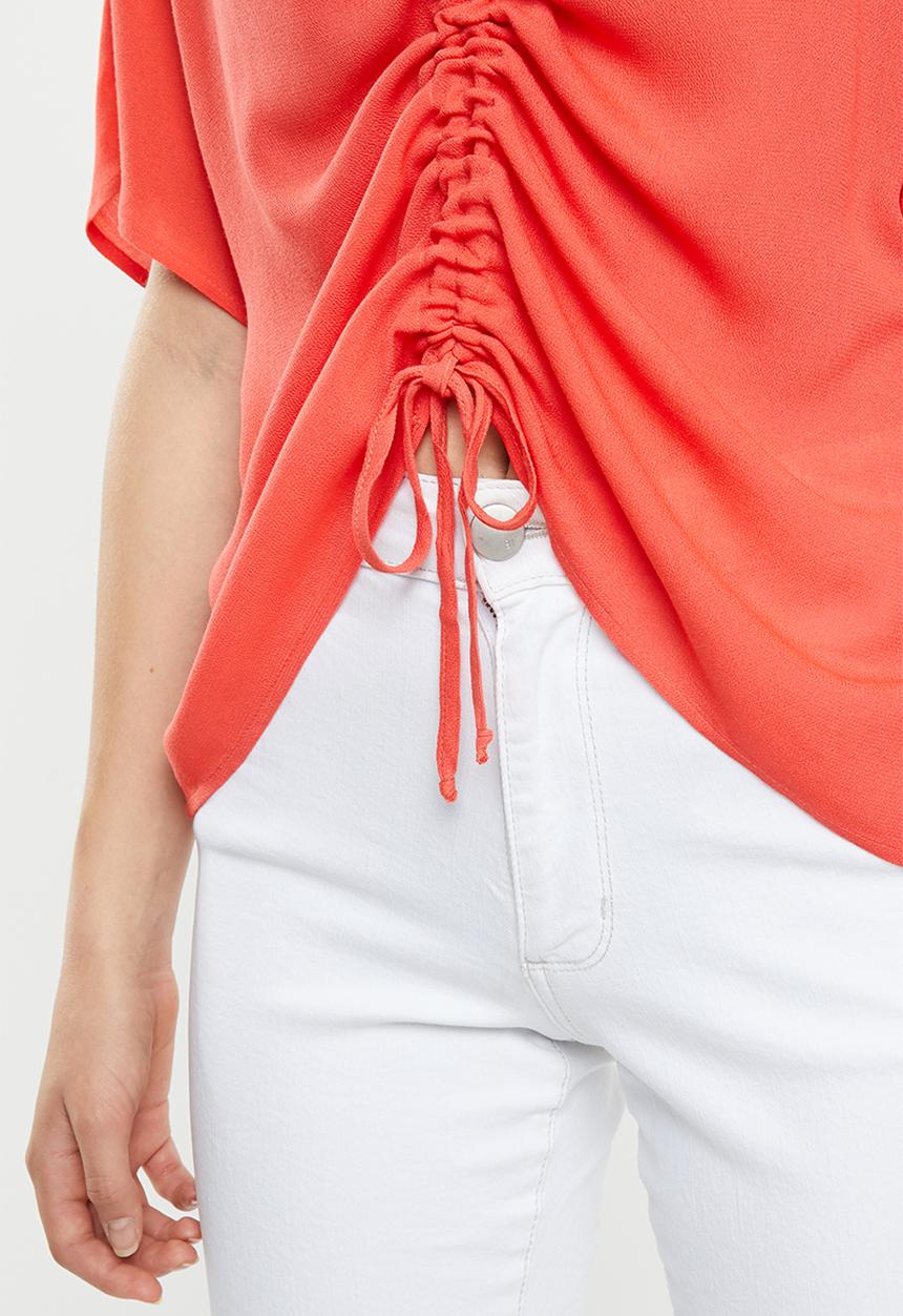 Superbalist - Drawcord shell blouse - coral