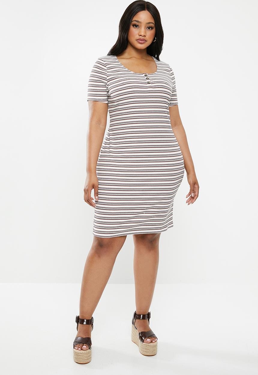 Cotton On - Curve Gabby short sleeve stripe dress - multi