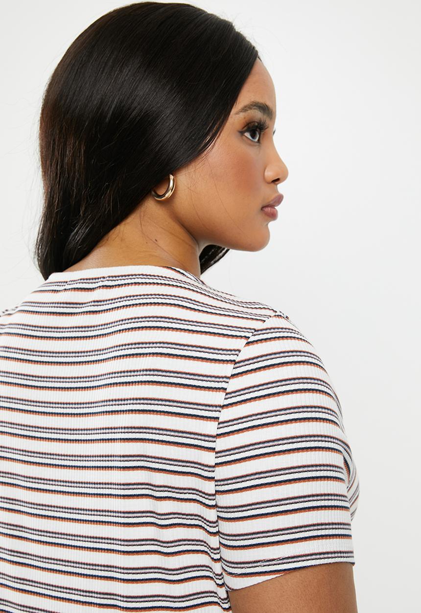 Cotton On - Curve Gabby short sleeve stripe dress - multi
