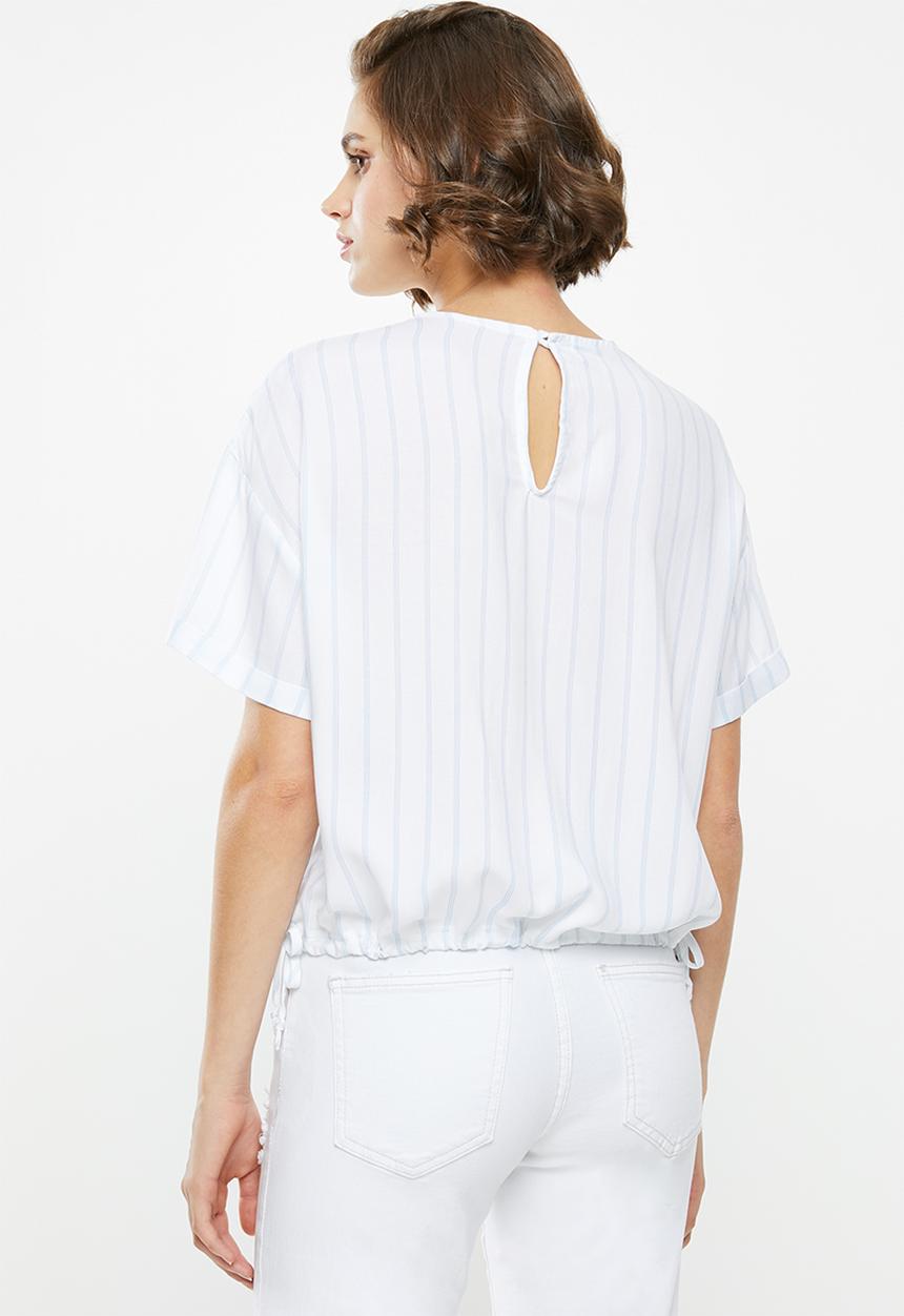 Superbalist - Drawcord shell blouse - blue & white
