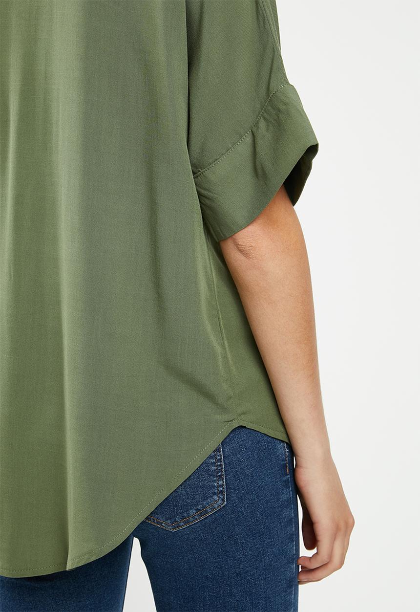 Superbalist - Utility pocket mandarin shirt - green