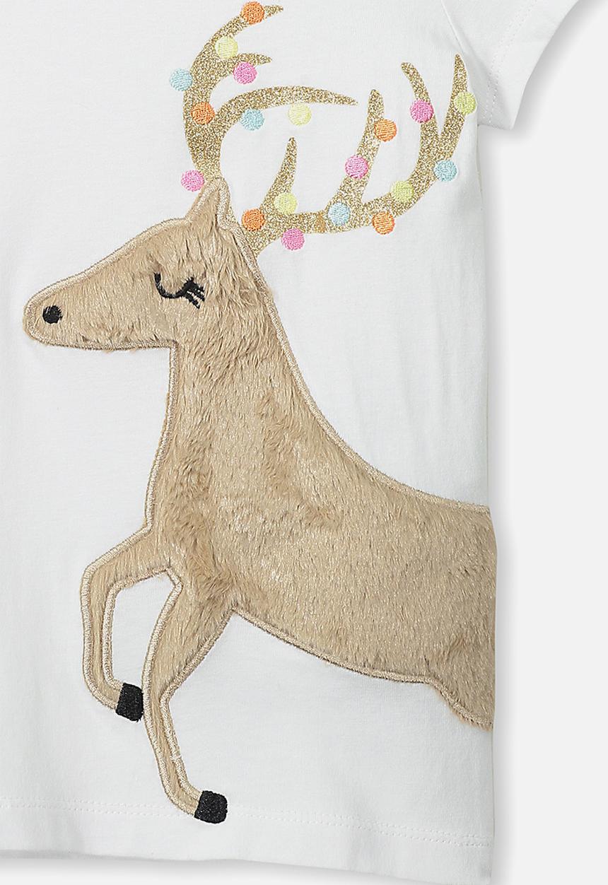 Cotton On - Stevie embellished christmas tee - white & brown 
