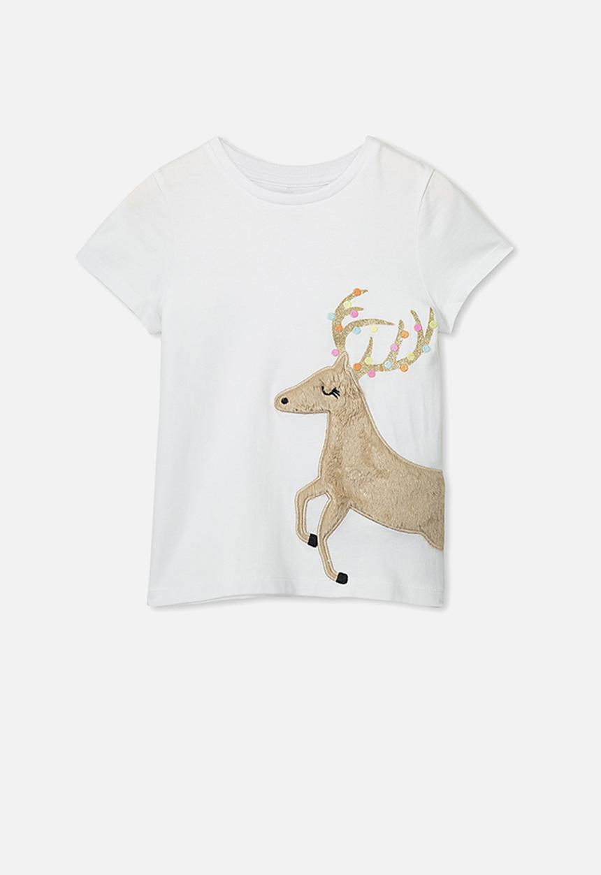 Cotton On - Stevie embellished christmas tee - white & brown 