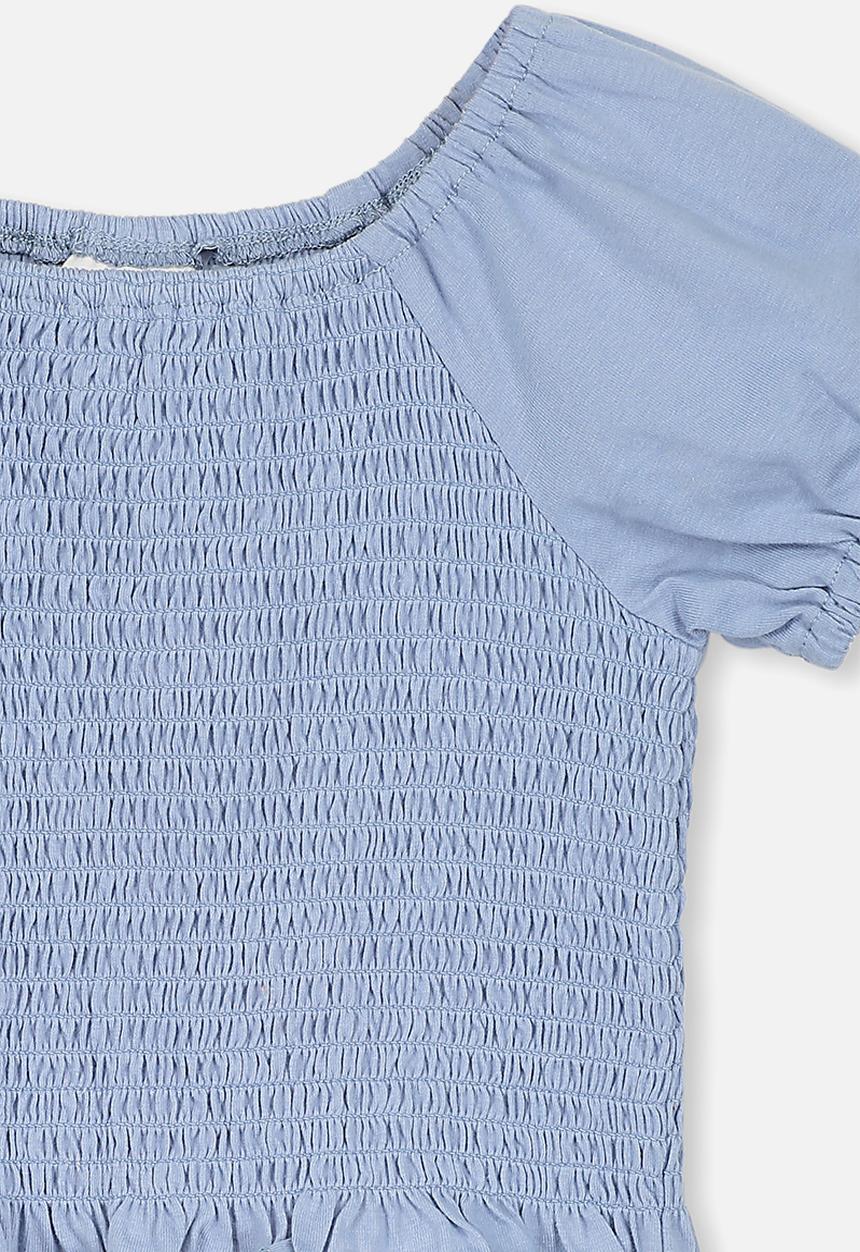 Cotton On - Silvia short sleeve shirred top - blue