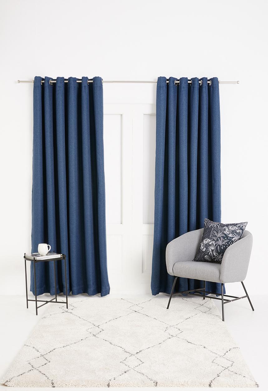 Sixth Floor - Self lined eyelet curtain - navy