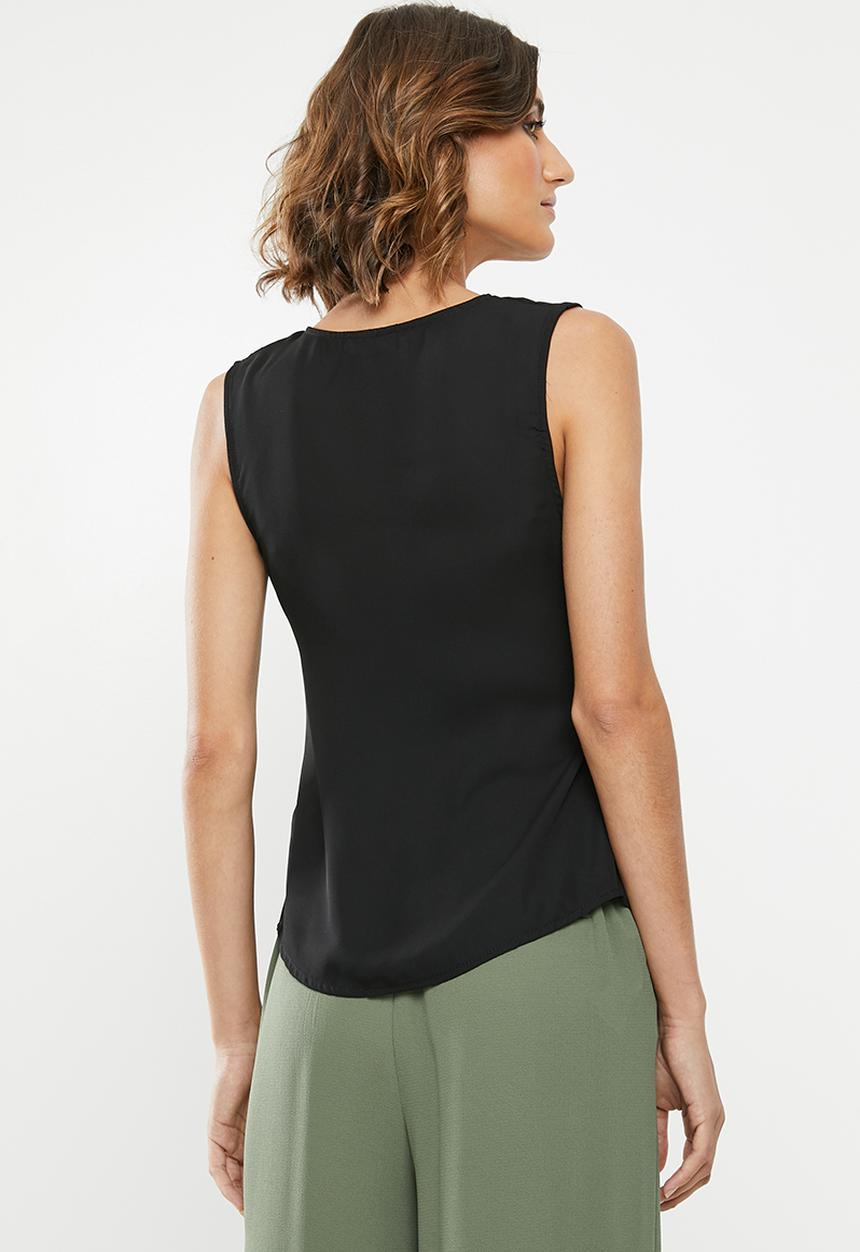 edit - Sleeveless wrap top - black