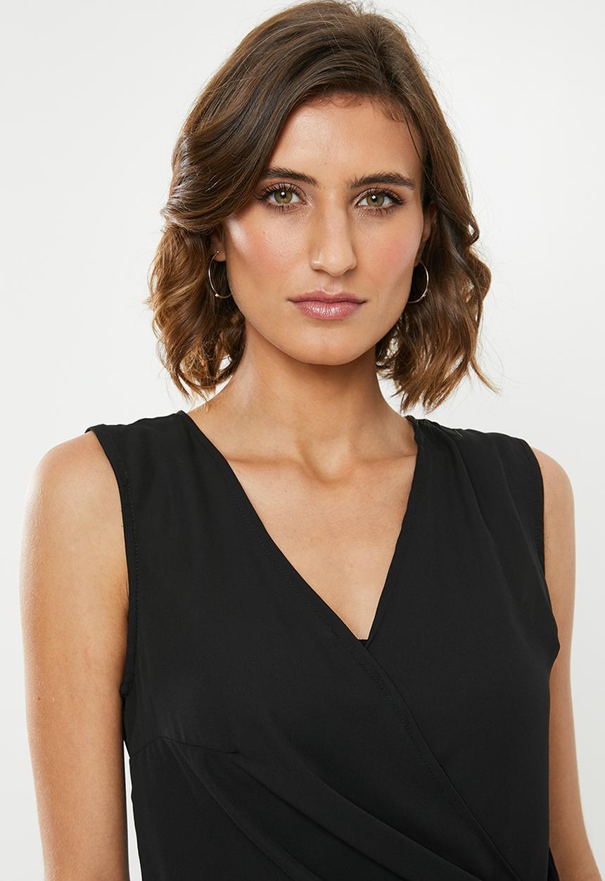 edit - Sleeveless wrap top - black