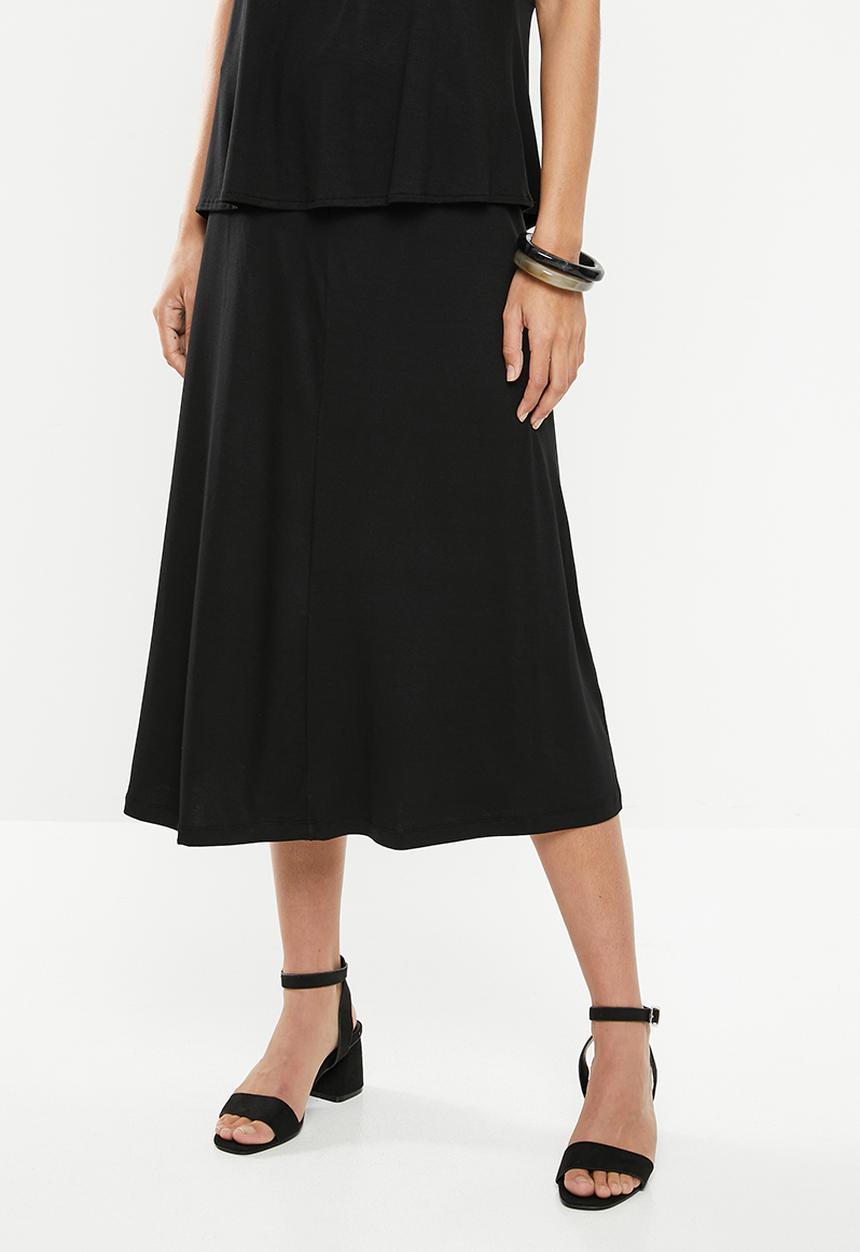 edit - Draw cord midi skirt - black