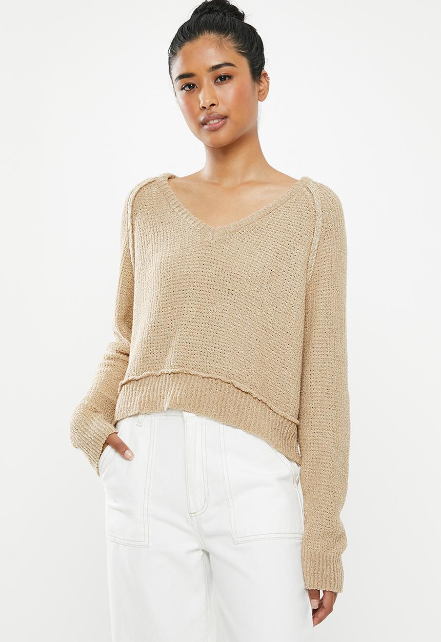 Cotton On - Sadie slouchy boucle v-neck - neutral
