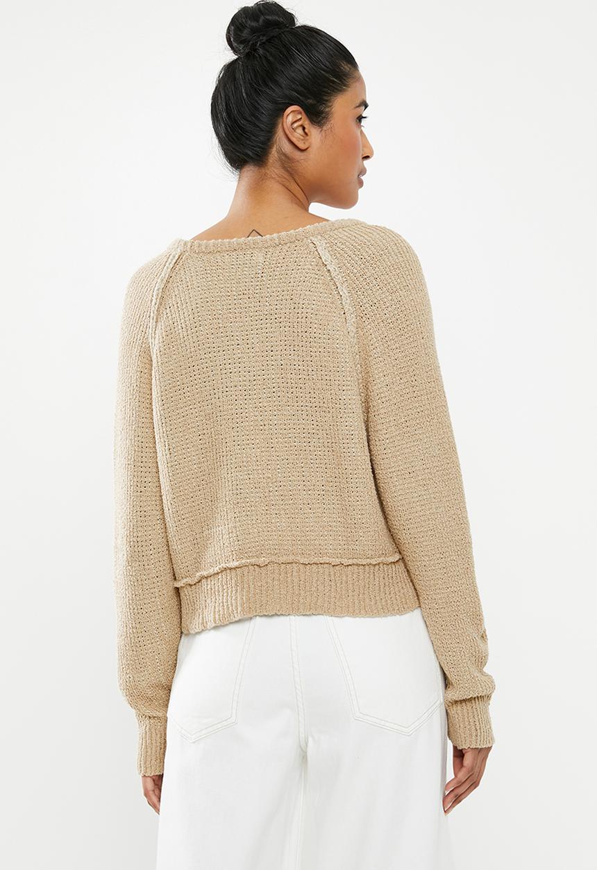 Cotton On - Sadie slouchy boucle v-neck - neutral