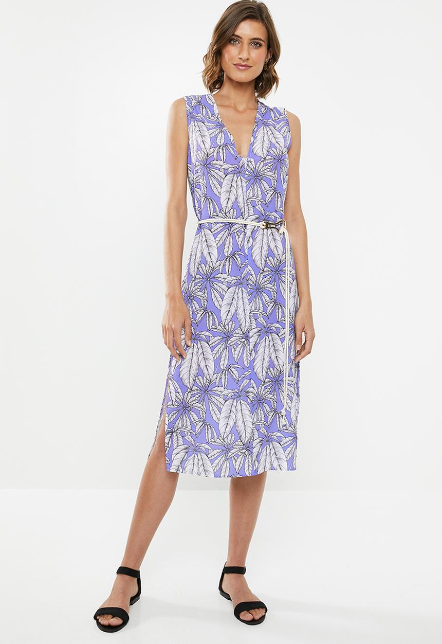 edit - Sleeveless slip dress with belt - multi 