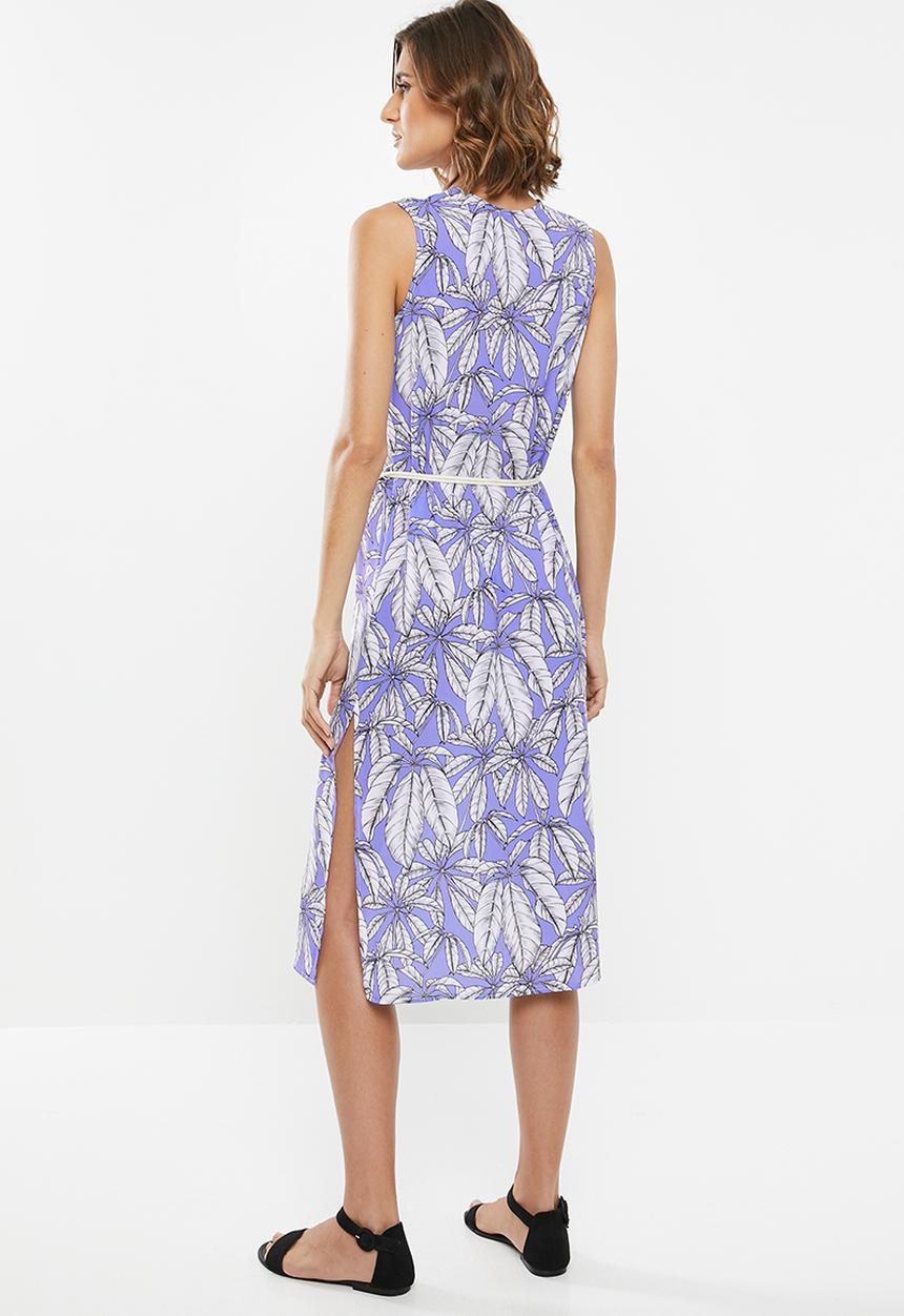 edit - Sleeveless slip dress with belt - multi 