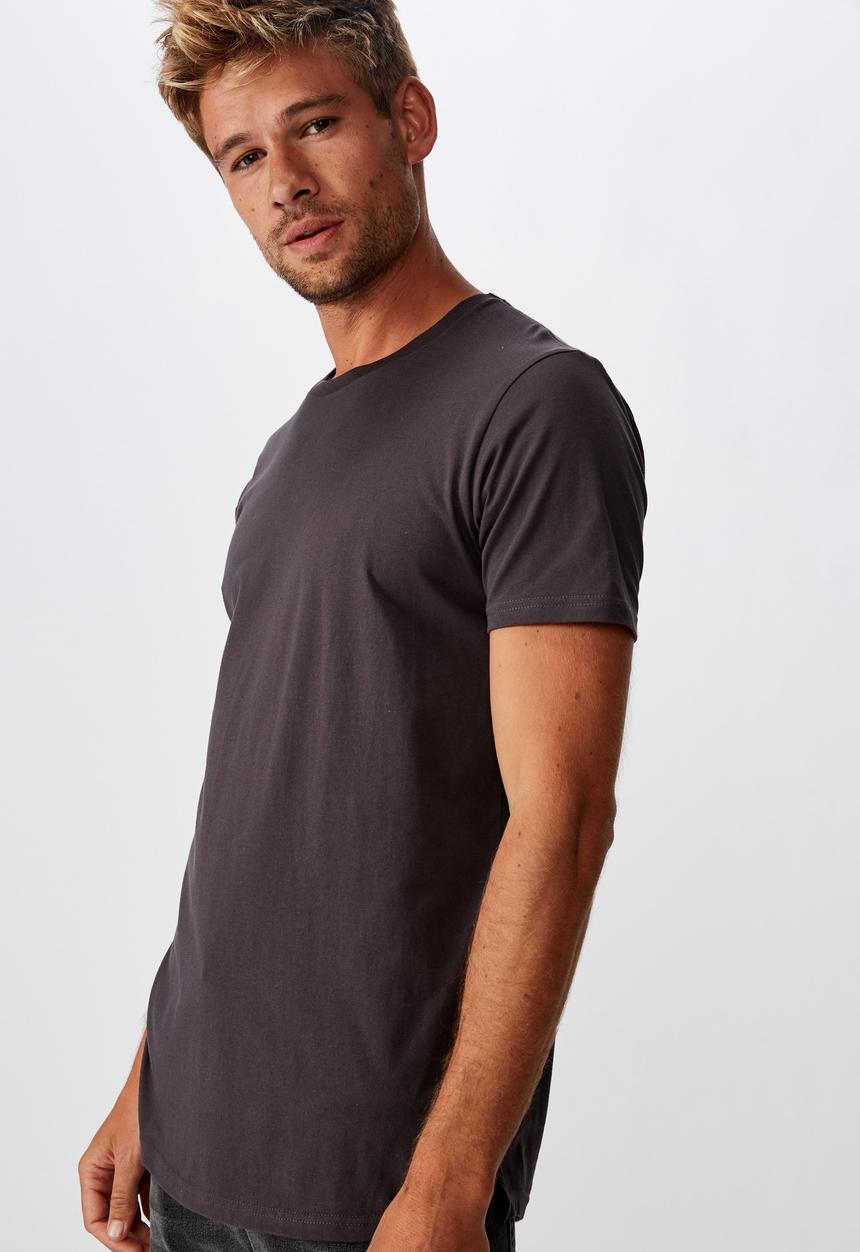 Cotton On - Essential longline curved hem tee - black