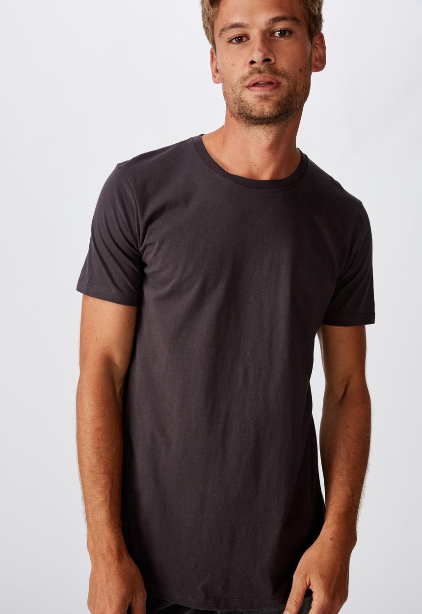 Cotton On - Essential longline curved hem tee - black
