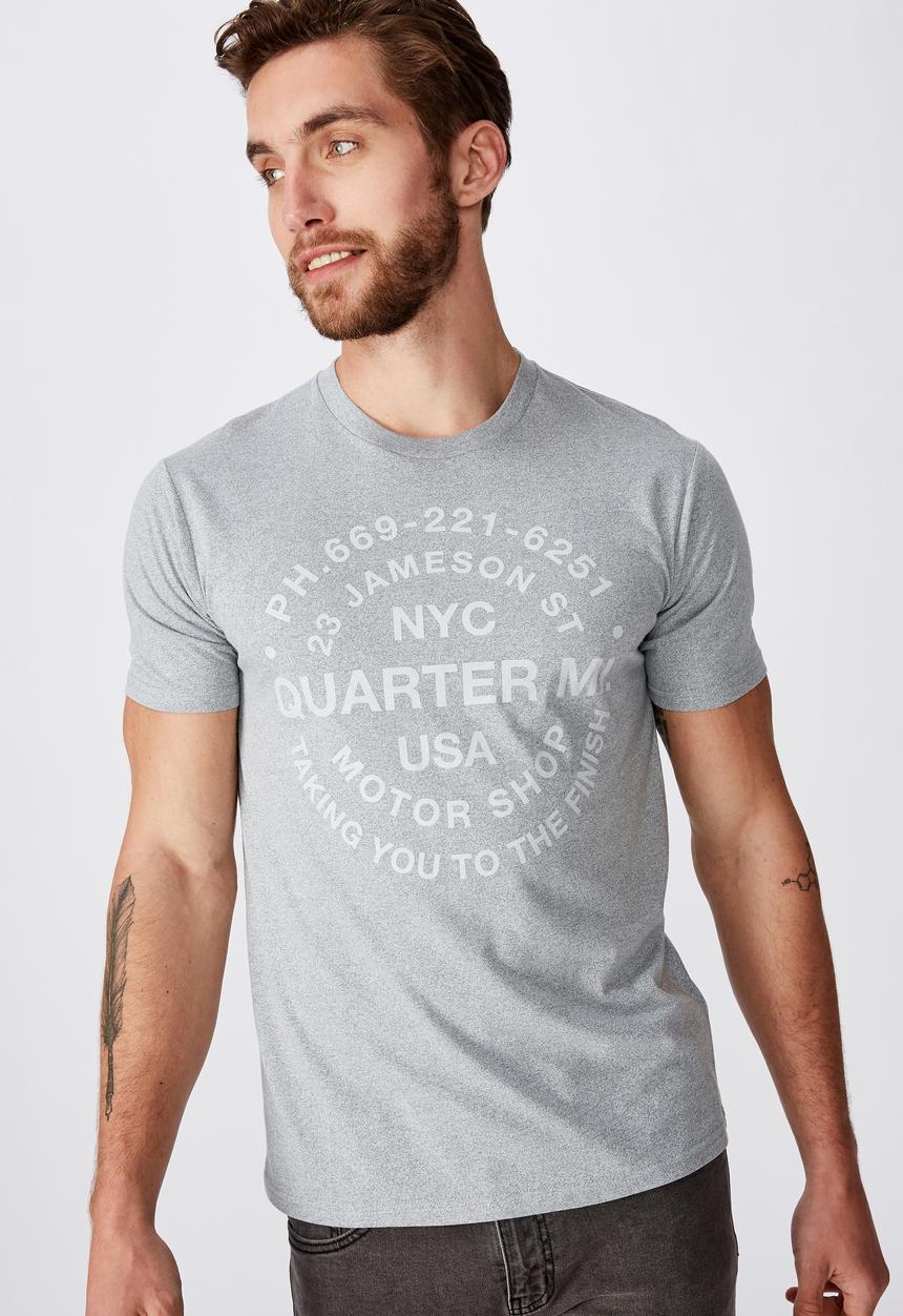 Cotton On - Quarter mile Tbar moto T-shirt - grey