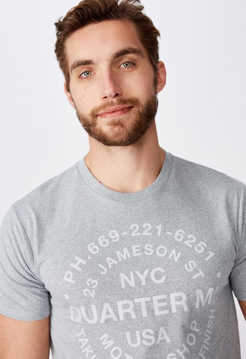 Cotton On - Quarter mile Tbar moto T-shirt - grey