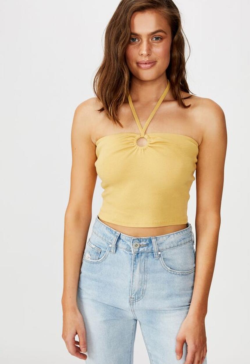 Cotton On - Blyth ring front halter neck top - yellow 