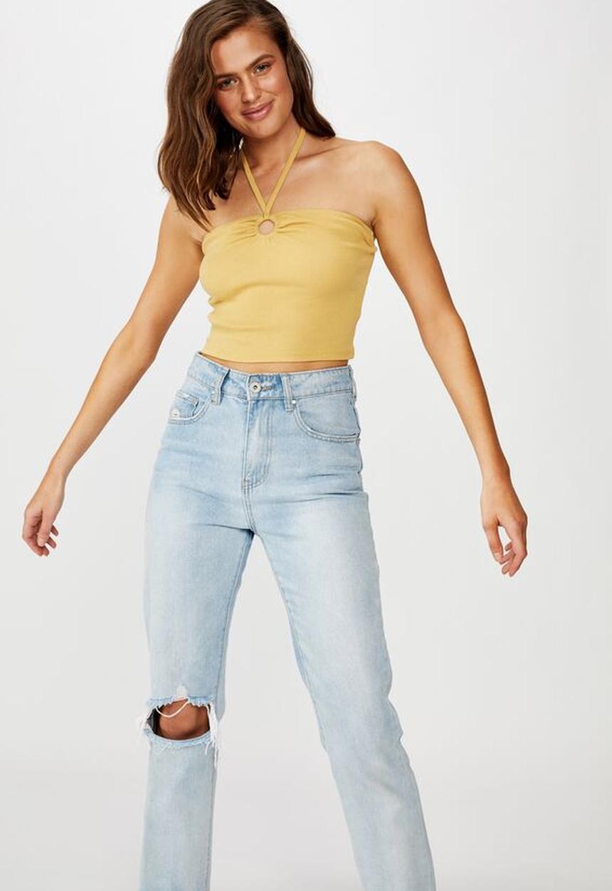 Cotton On - Blyth ring front halter neck top - yellow 