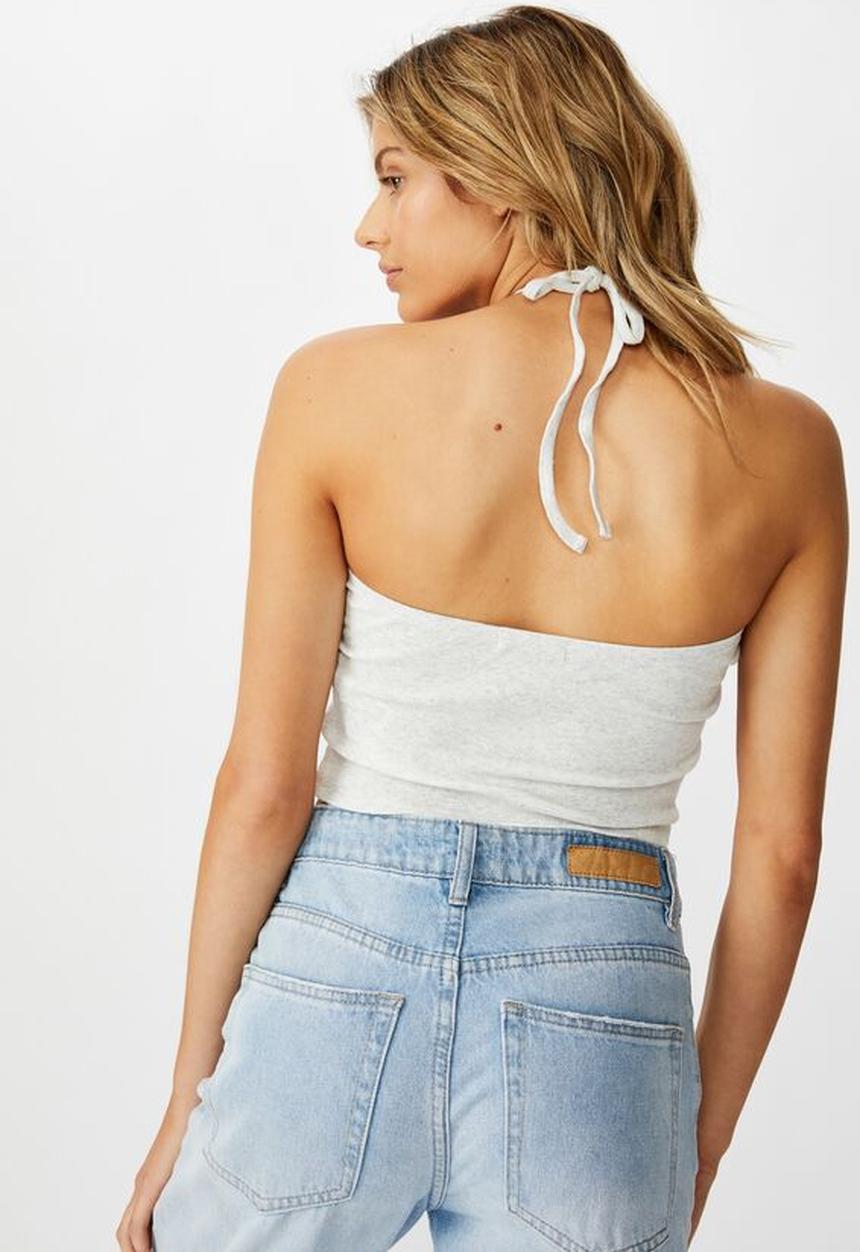 Cotton On - Blyth ring front halter neck top - grey 