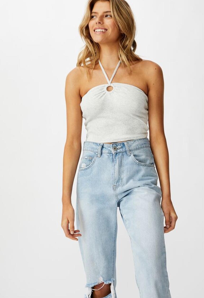 Cotton On - Blyth ring front halter neck top - grey 