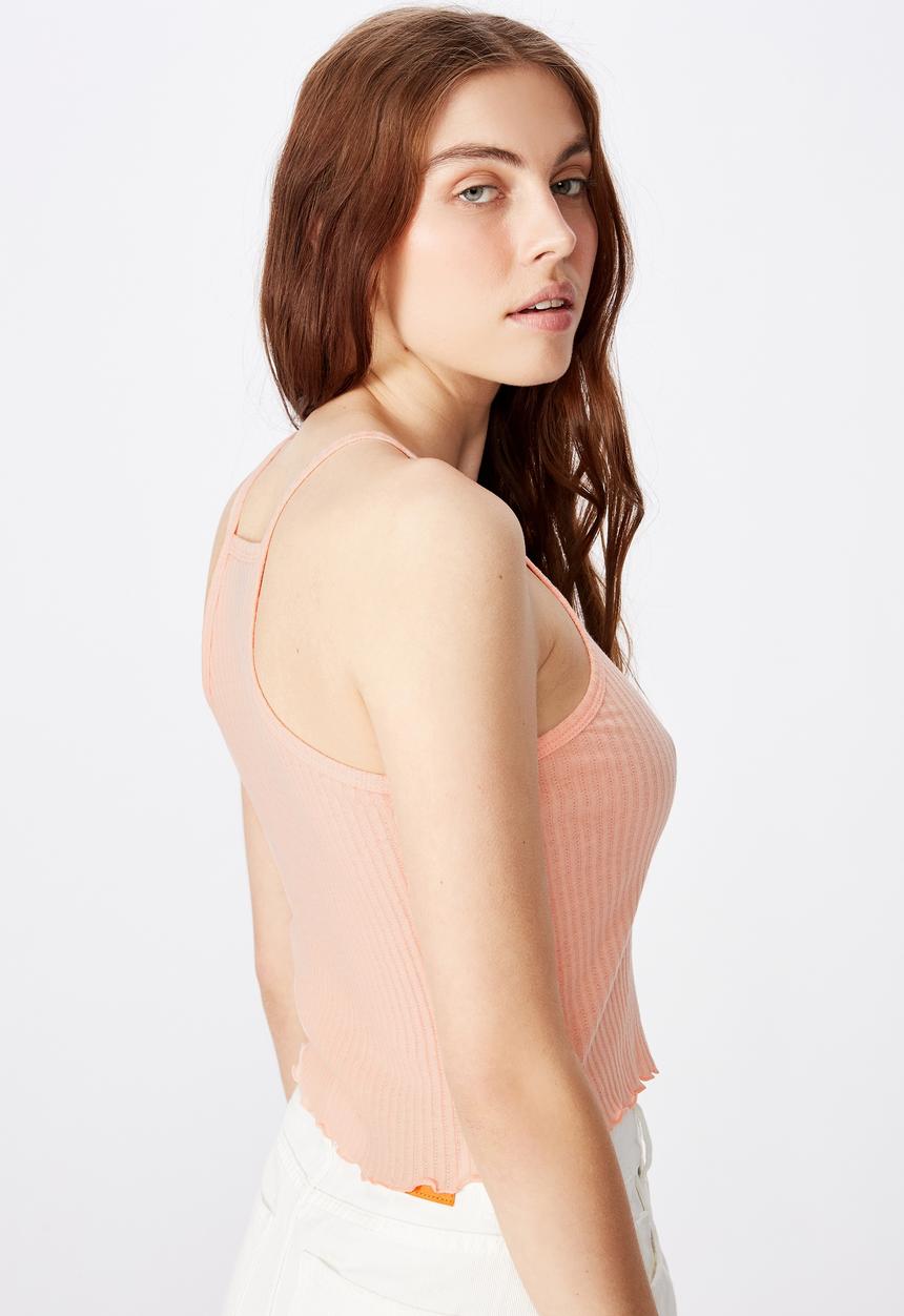 Cotton On - Textured henley racer back singlet - peach 