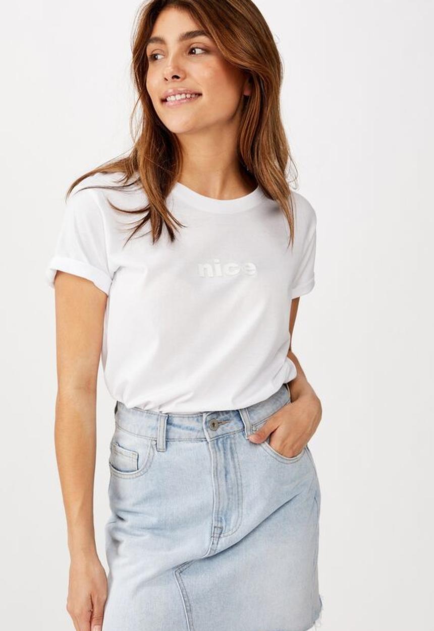 Cotton On - Classic slogan tee nice - white