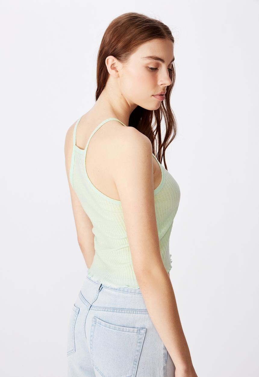 Cotton On - Textured henley racer back singlet - green 