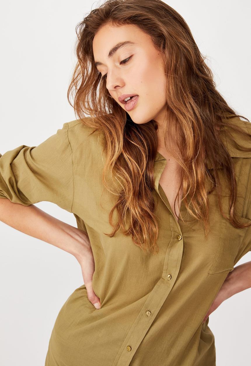 Cotton On - Savannah oversized resort shirt - green