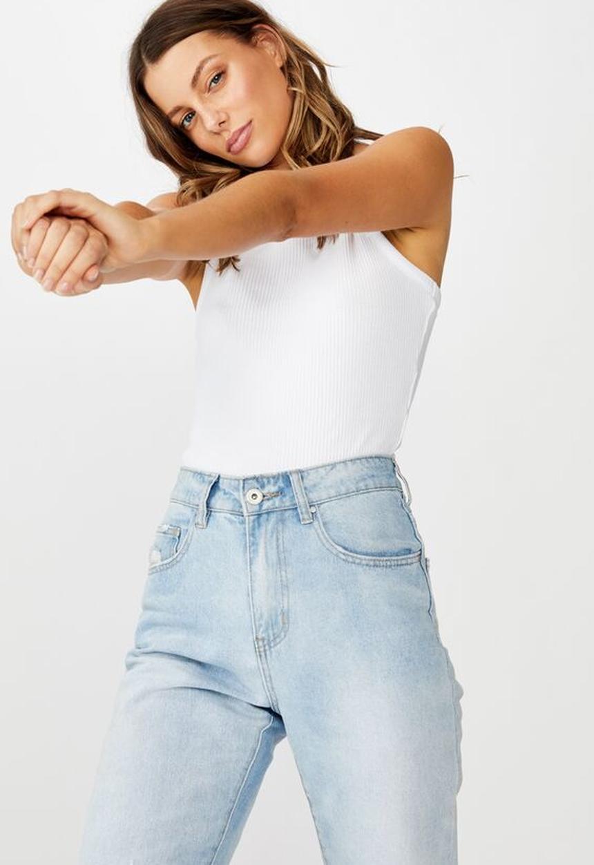 Cotton On - High crew low back tank top - white