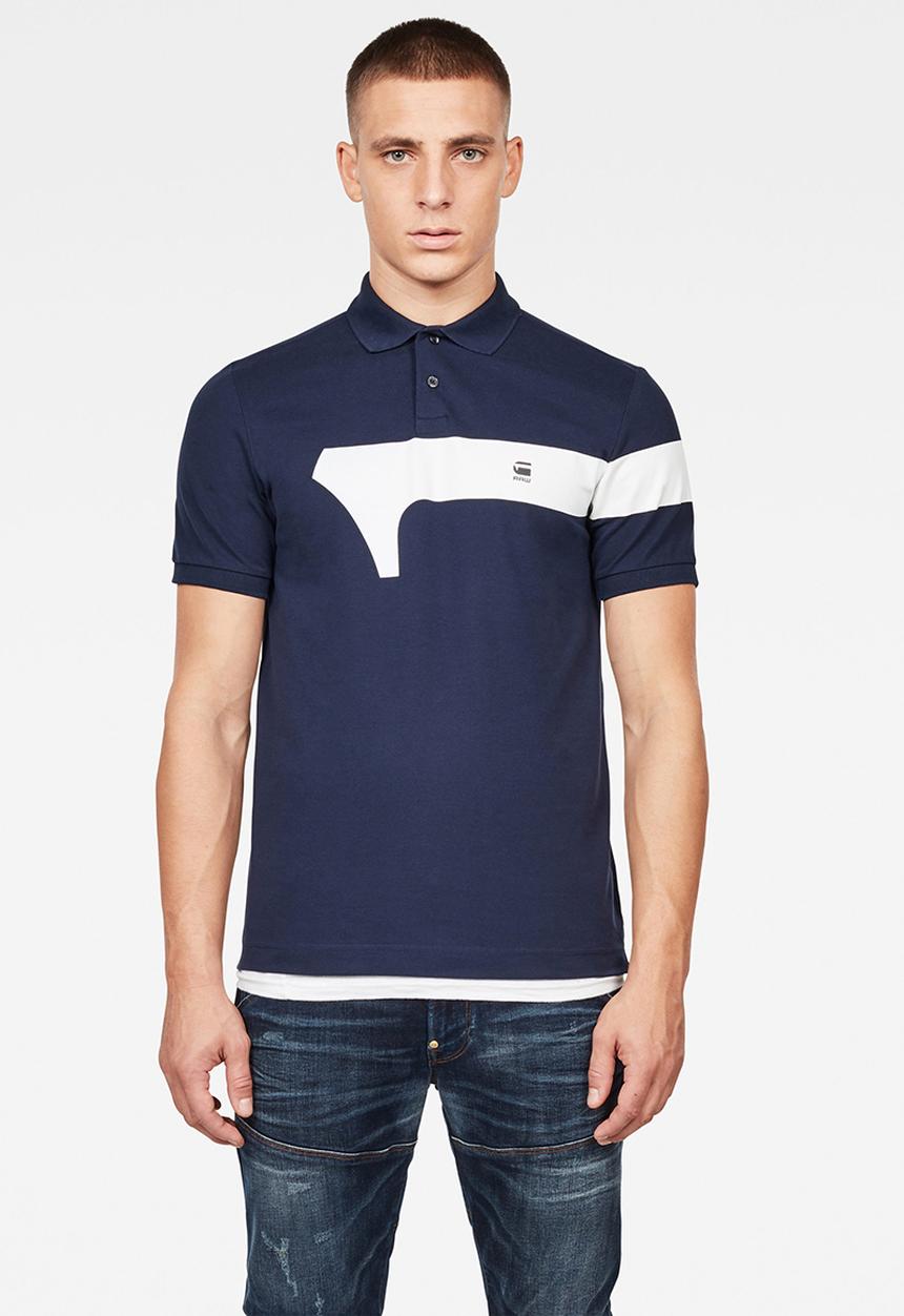 G-STAR - Graphic 13 slim short sleeve polo - navy