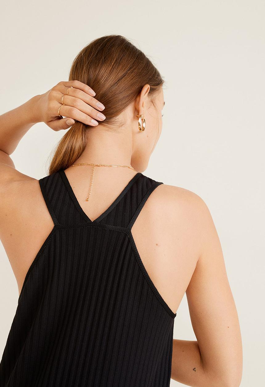 MANGO - Canal ribbed dress - black