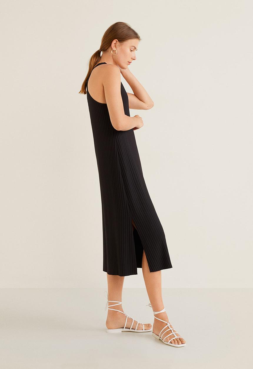 MANGO - Canal ribbed dress - black