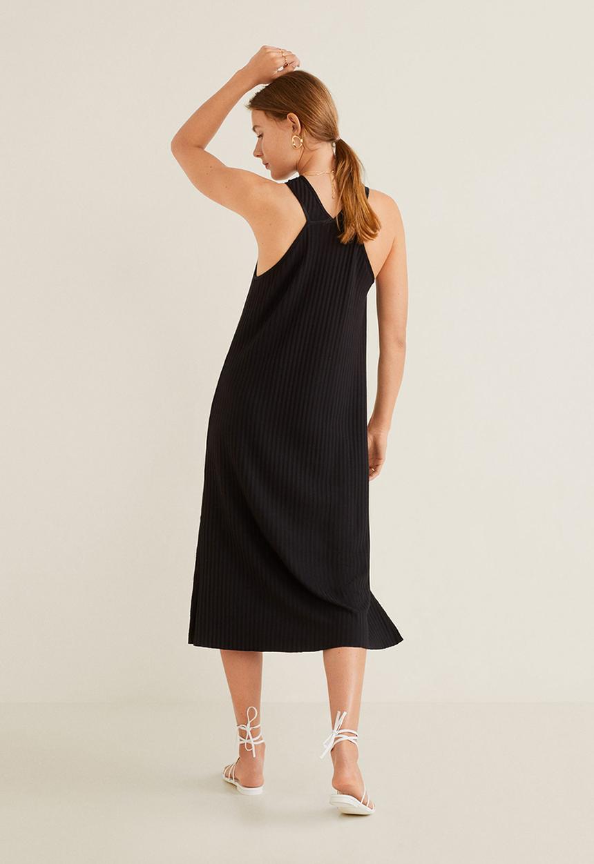 MANGO - Canal ribbed dress - black