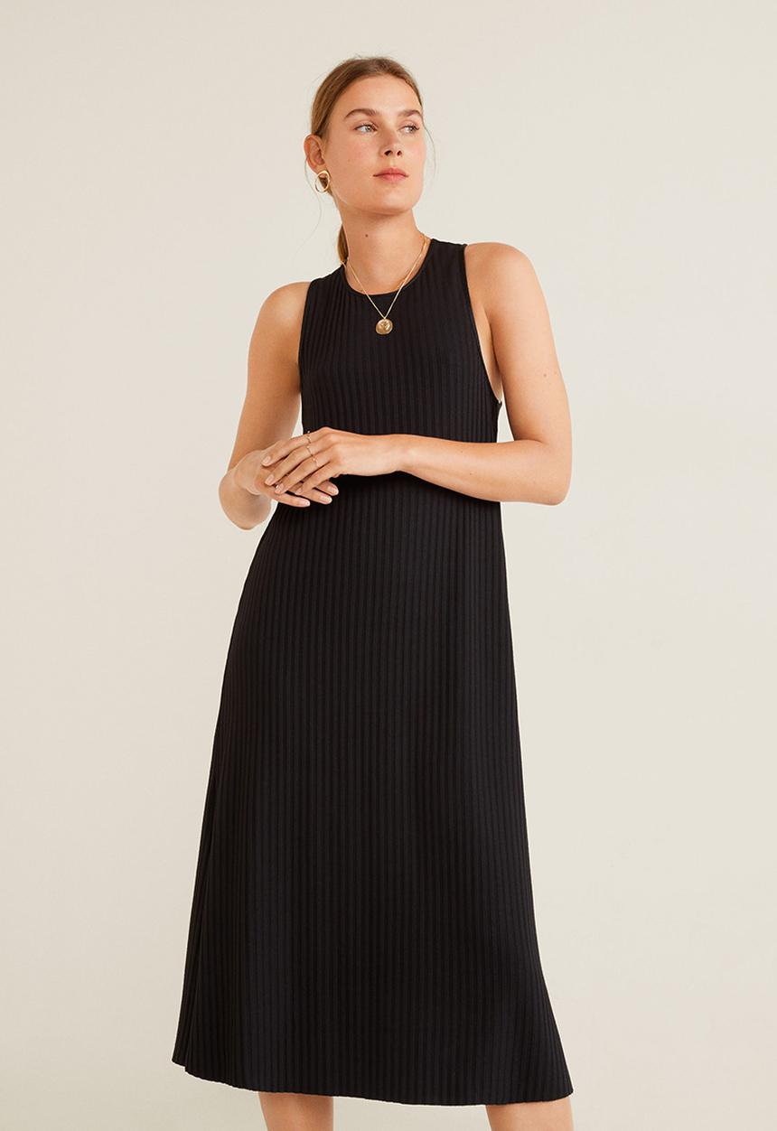 MANGO - Canal ribbed dress - black