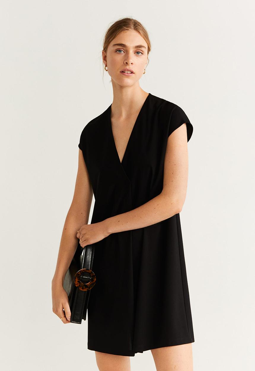 MANGO - Veldu v-neck dress - black