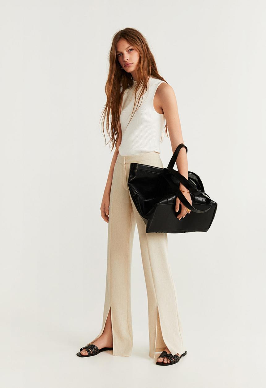 MANGO - Ribbed sleeveless top - white
