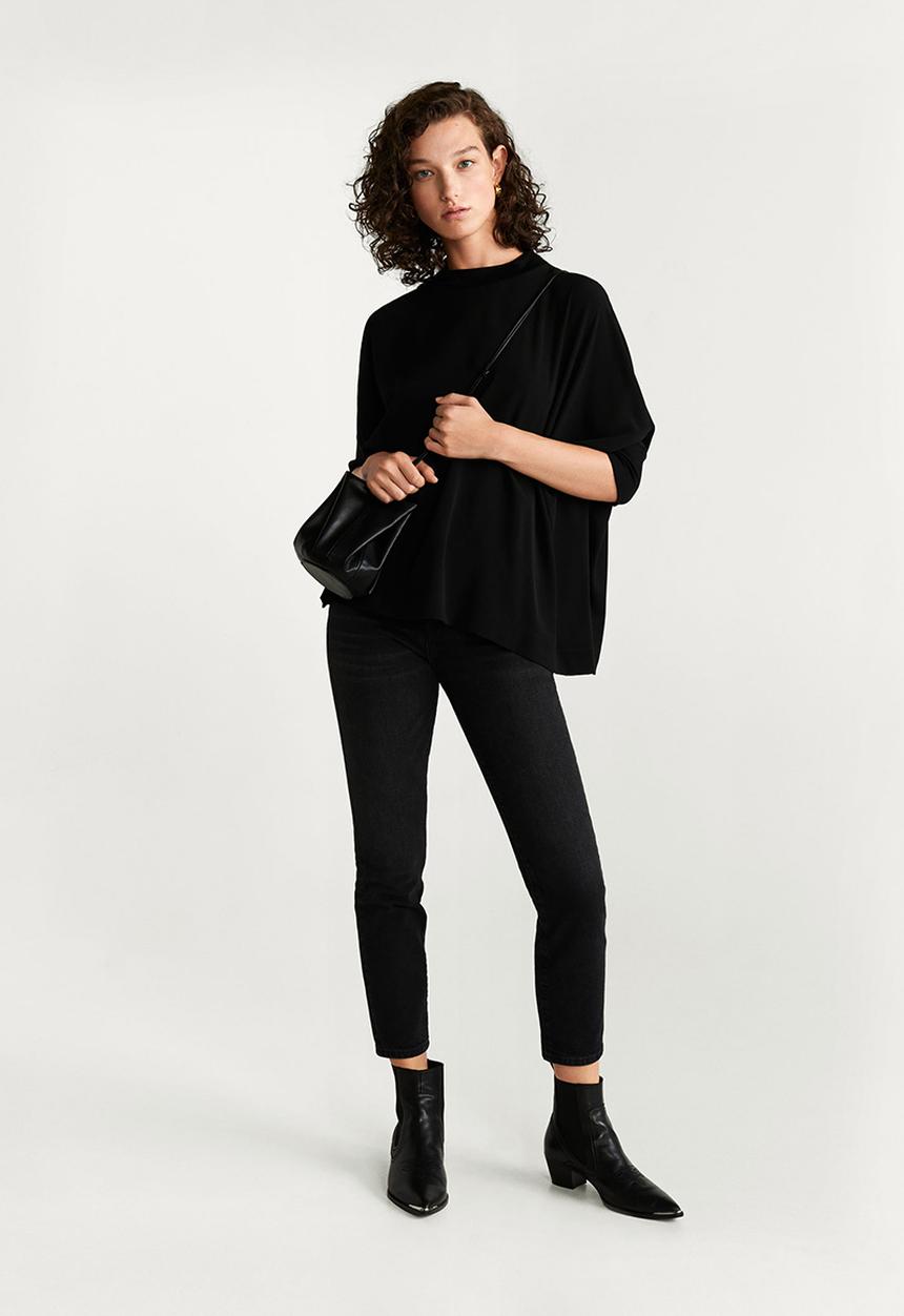 MANGO - T-shirt overbim - black