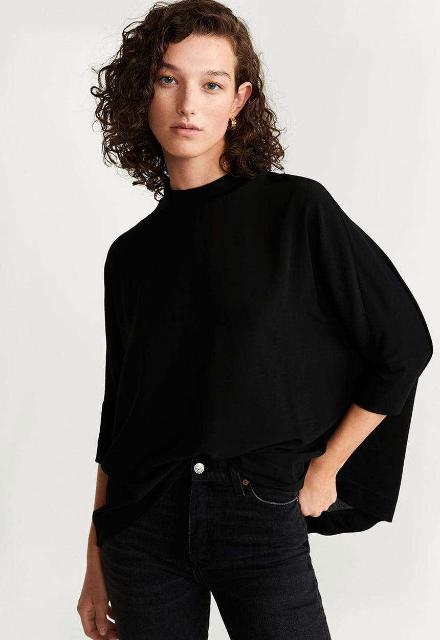 MANGO - T-shirt overbim - black
