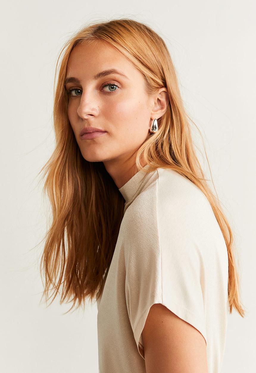 MANGO - T-shirt satin - beige