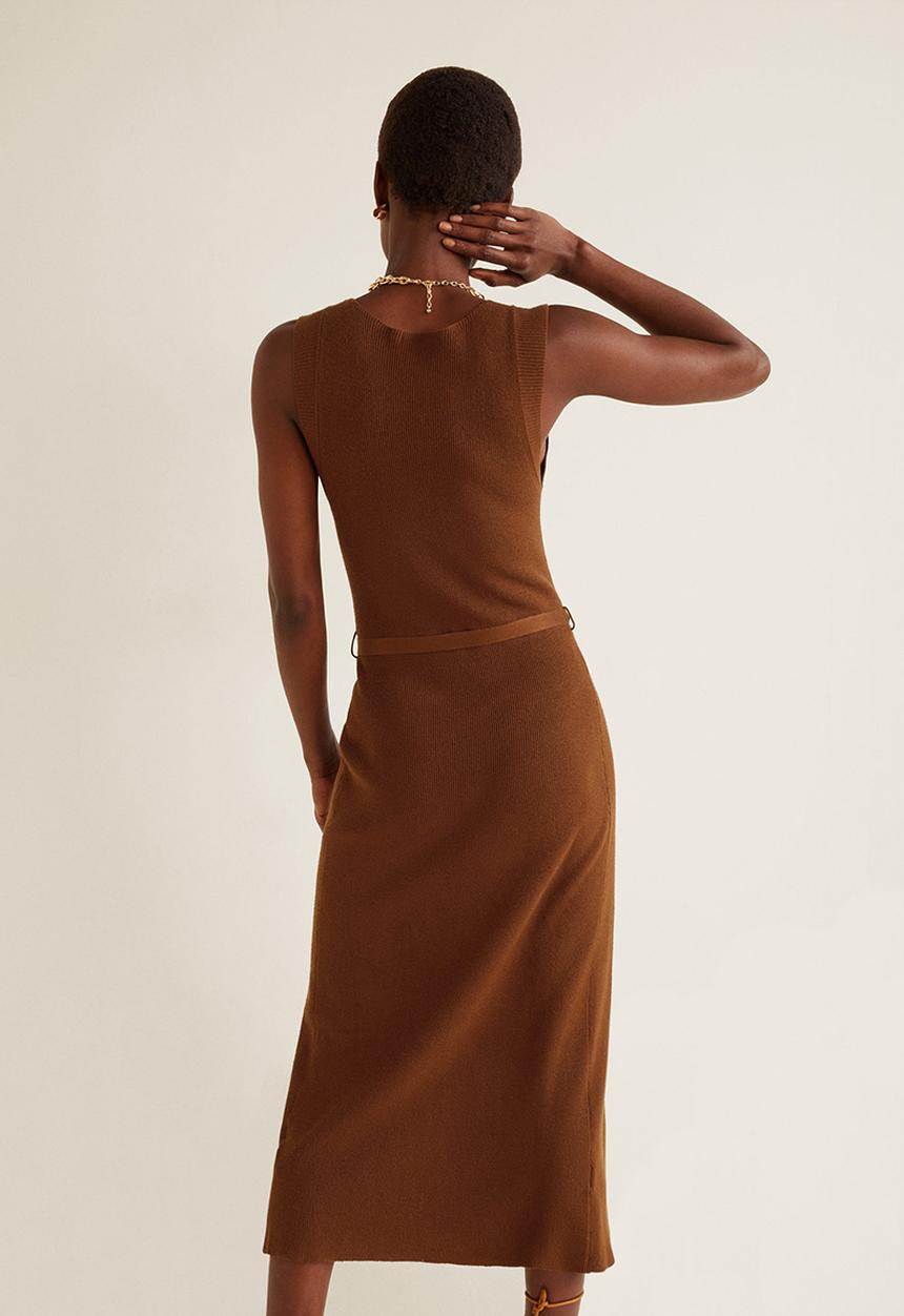 MANGO - Knit long dress - brown