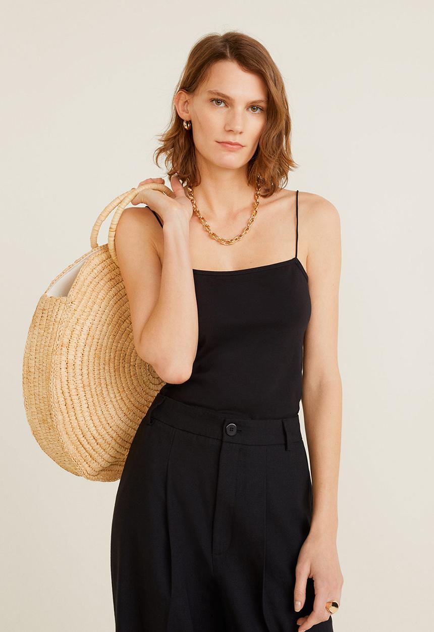 MANGO - Essential cotton top - black