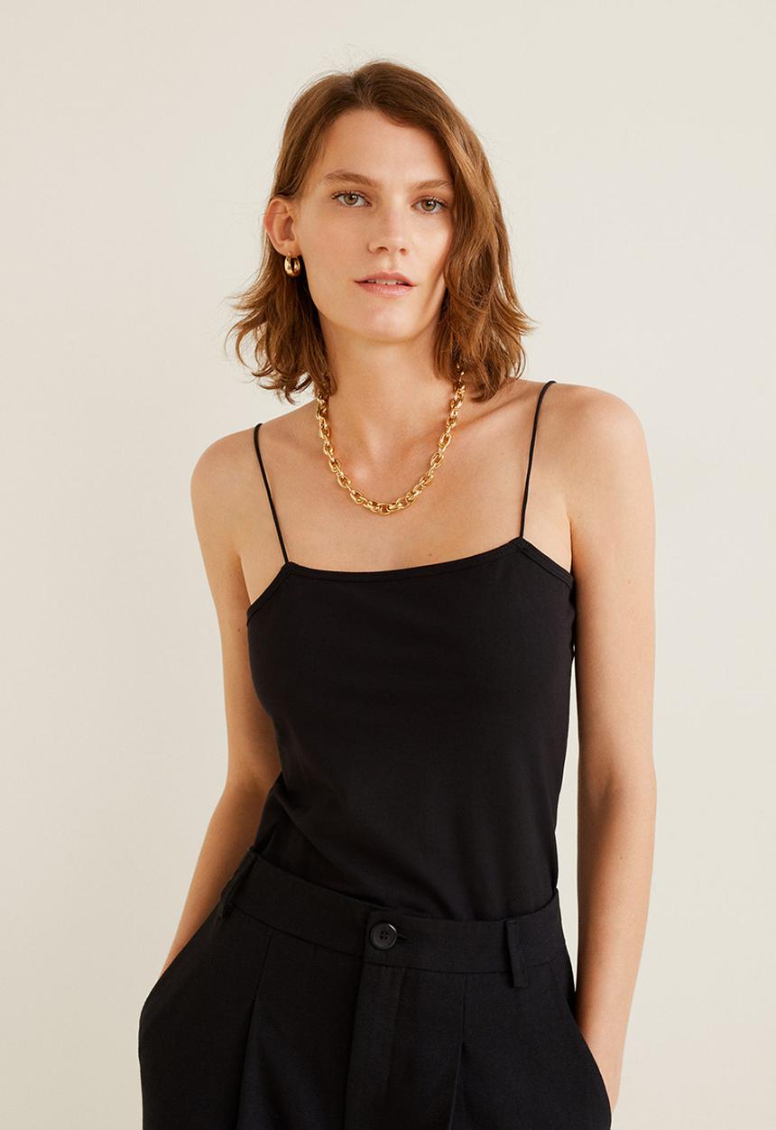 MANGO - Essential cotton top - black
