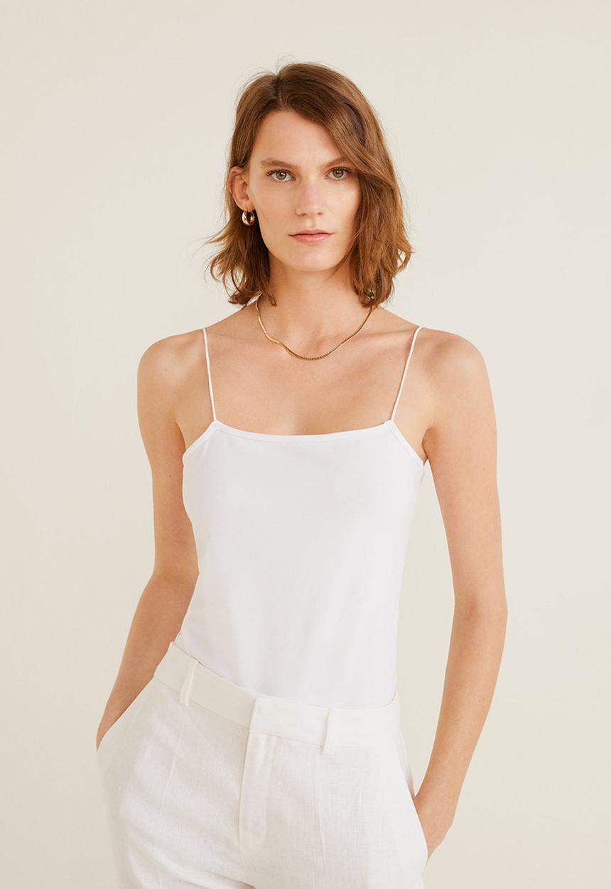 MANGO - Essential cotton top - white