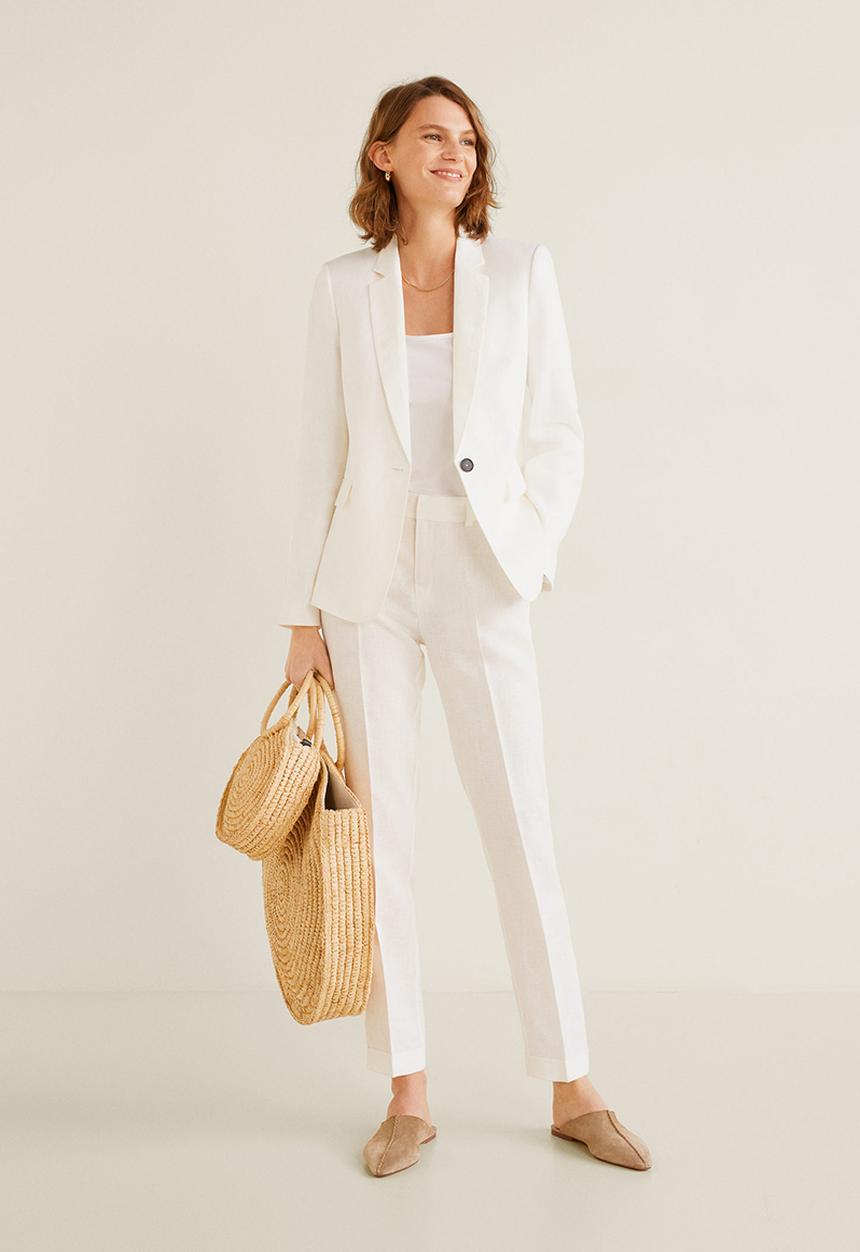 MANGO - Essential cotton top - white