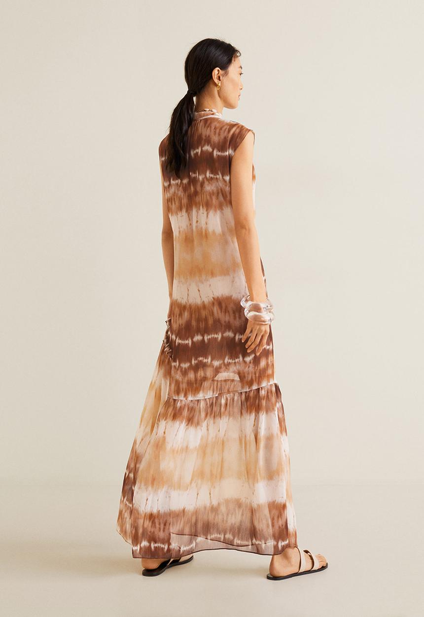 MANGO - Tie-dye dress - brown & white