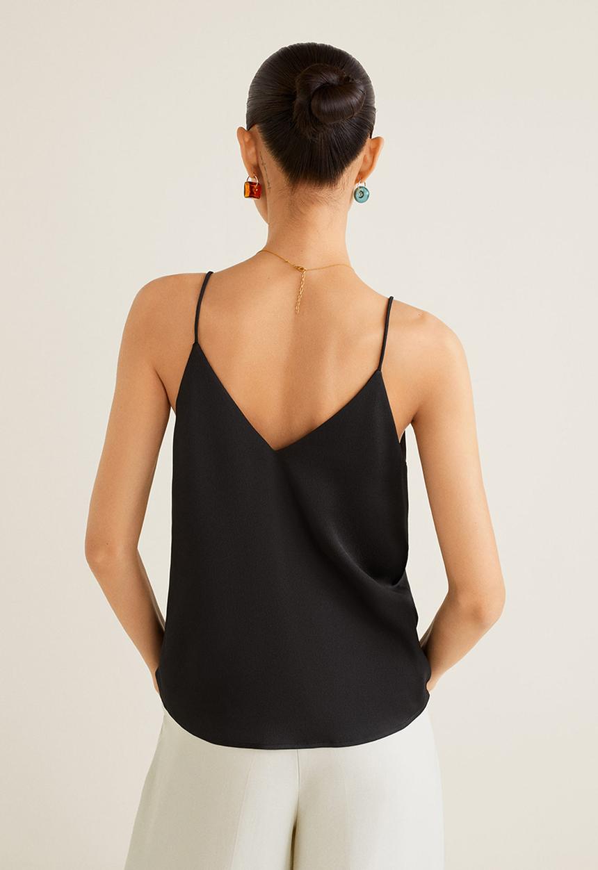 MANGO - Thin strap cami - black