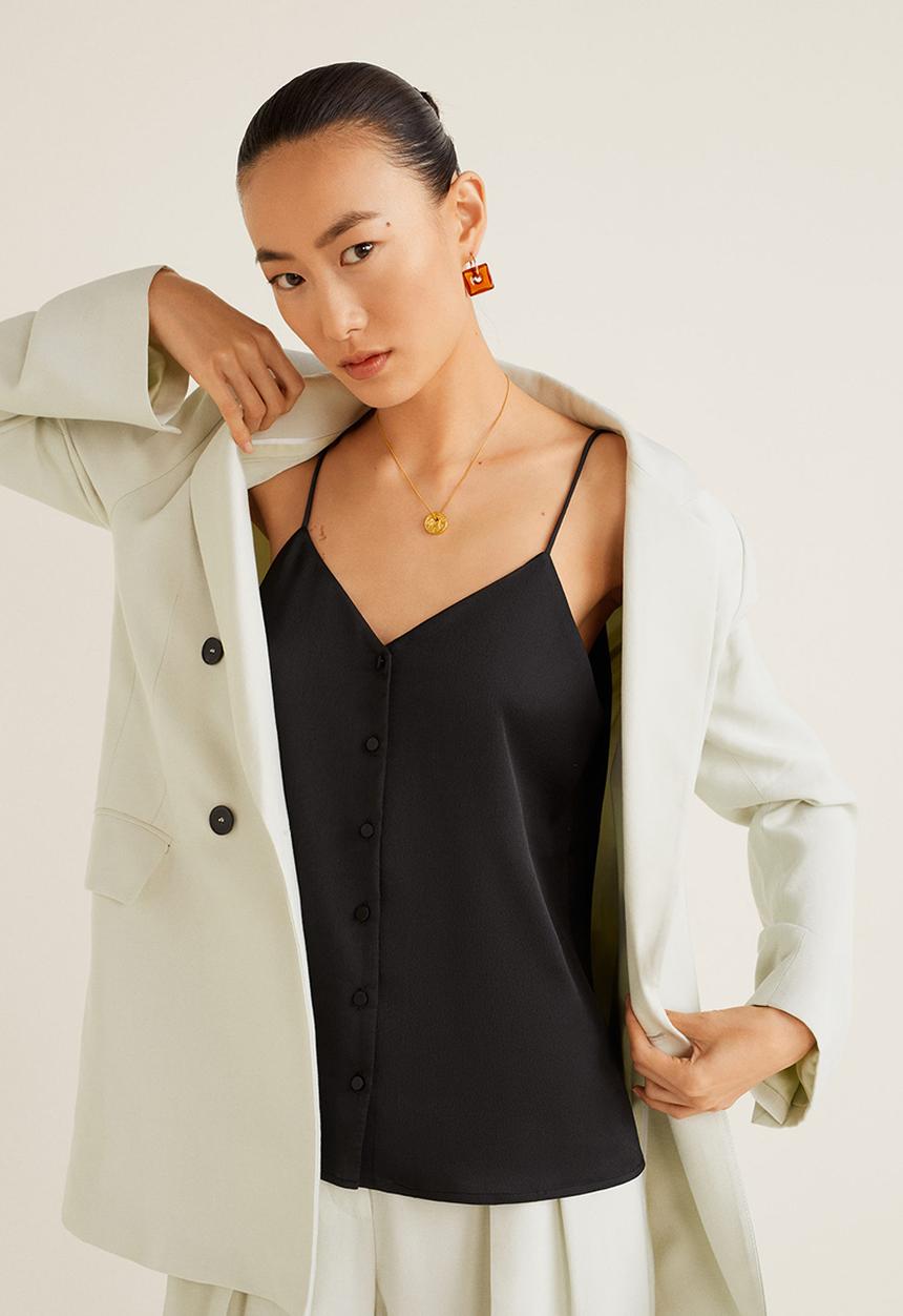 MANGO - Thin strap cami - black