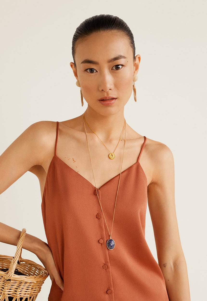 MANGO - Thin strap cami - rust